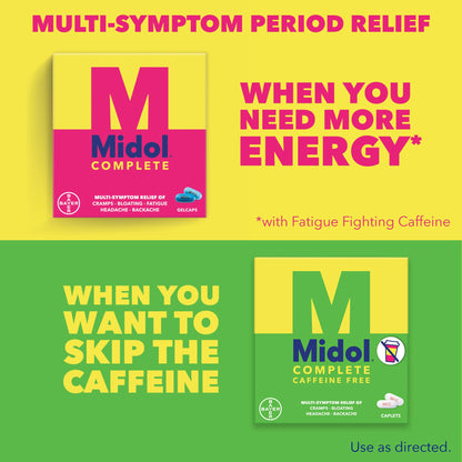 Midol Complete Caffeine Free Caplets 24ct: Midol Complete Caffeine Free Menstrual Pain Relief Caplets with Acetaminophen, Provides Headache Relief and Period Cramps Relief, 24 Count MidolBuy Supplements Australia