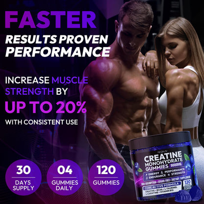 AEQNJV Creatine Gummies Monohydrate Complex for Men & Women, 9000MG Creatine Pre-Workout Supplement Enhance Muscle Strength Recovery Cognitive Health & Memory, 120 Gummies Sugar Free Vegan Non-GMO AEQNJVBuy Supplements Australia