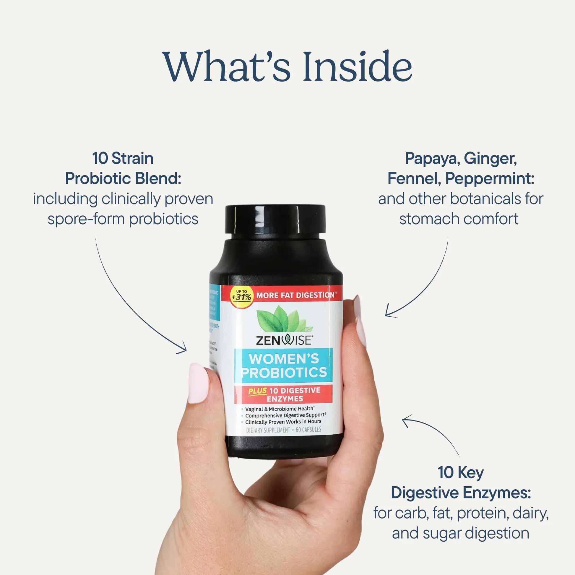 Zenwise Health 3-in-1 Womens Probiotic Supplement for Digestive, Gut Flora & Vaginal Health - Daily Probiotics & Prebiotics for Women with Digestive Enzymes Supports Bloating & Gas Relief - 60 Count Zenwise HealthBuy Supplements Australia