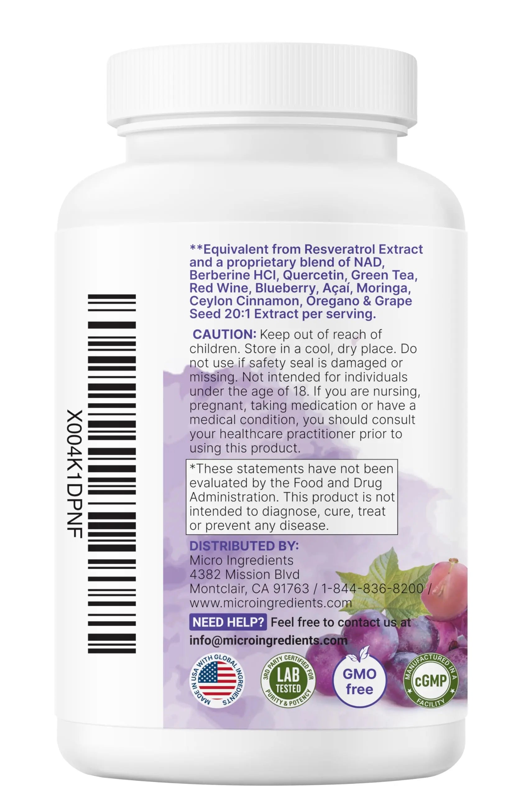 Micro Ingredients Resveratrol NAD Complex 3,000mg for Women & Men, 240 Veggie Capsules | NMN Supplement Alternative | 11-in-1 Blend with NAD+, Quercetin, Moringa, Berberine, Grape Seed, & Oregano Micro IngredientsBuy Supplements Australia