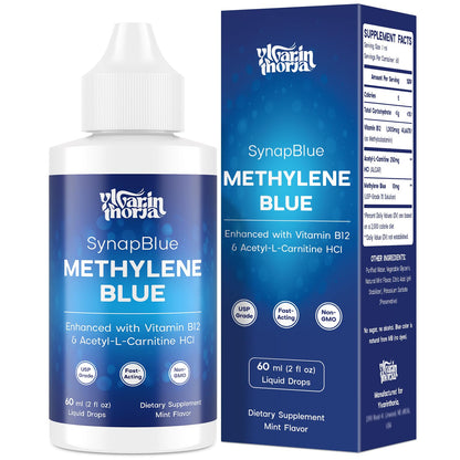 Methylene Blue Drops for Humans, 1% USP Grade – Dropper-Free No-Touch Bottle, Brain Supplement for Memory and Focus – Fast-Acting Nootropic with Methyl B12 & ALCAR – Caffeine-Free, Mint Flavor, 2oz YLVARIN THORIABuy Supplements Australia