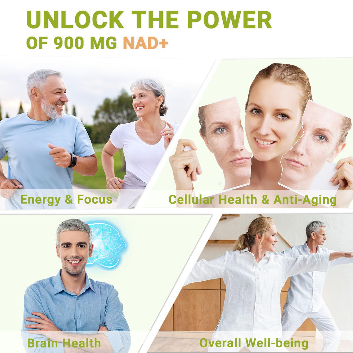 Buporai NAD Supplement 900mg with Resveratrol & Quercetin, NAD Supplement for Anti-Aging, Cellular Energy & Repair-100 Capsules BuporaiBuy Supplements Australia