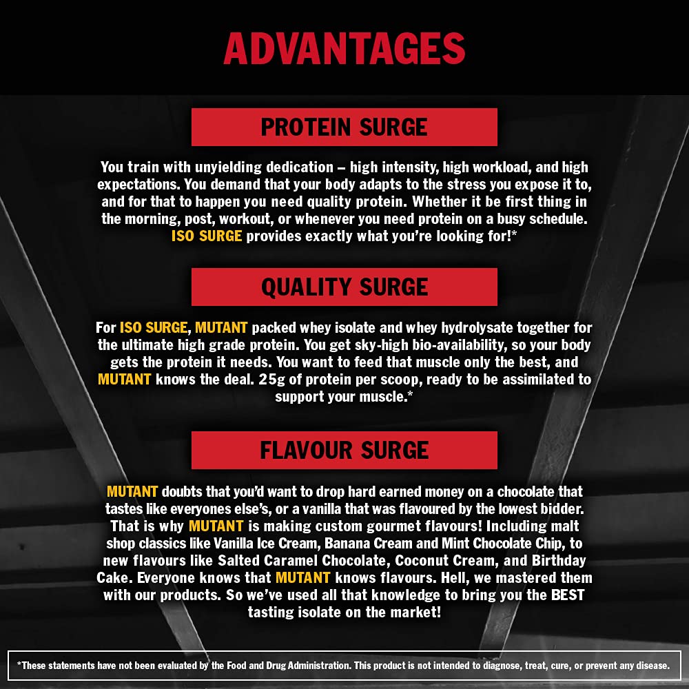 MUTANT ISO Surge – Pure whey Protein Isolate Powder, Low carb, Low Fat, Digestive Enzyme Boosted MutantBuy Supplements Australia