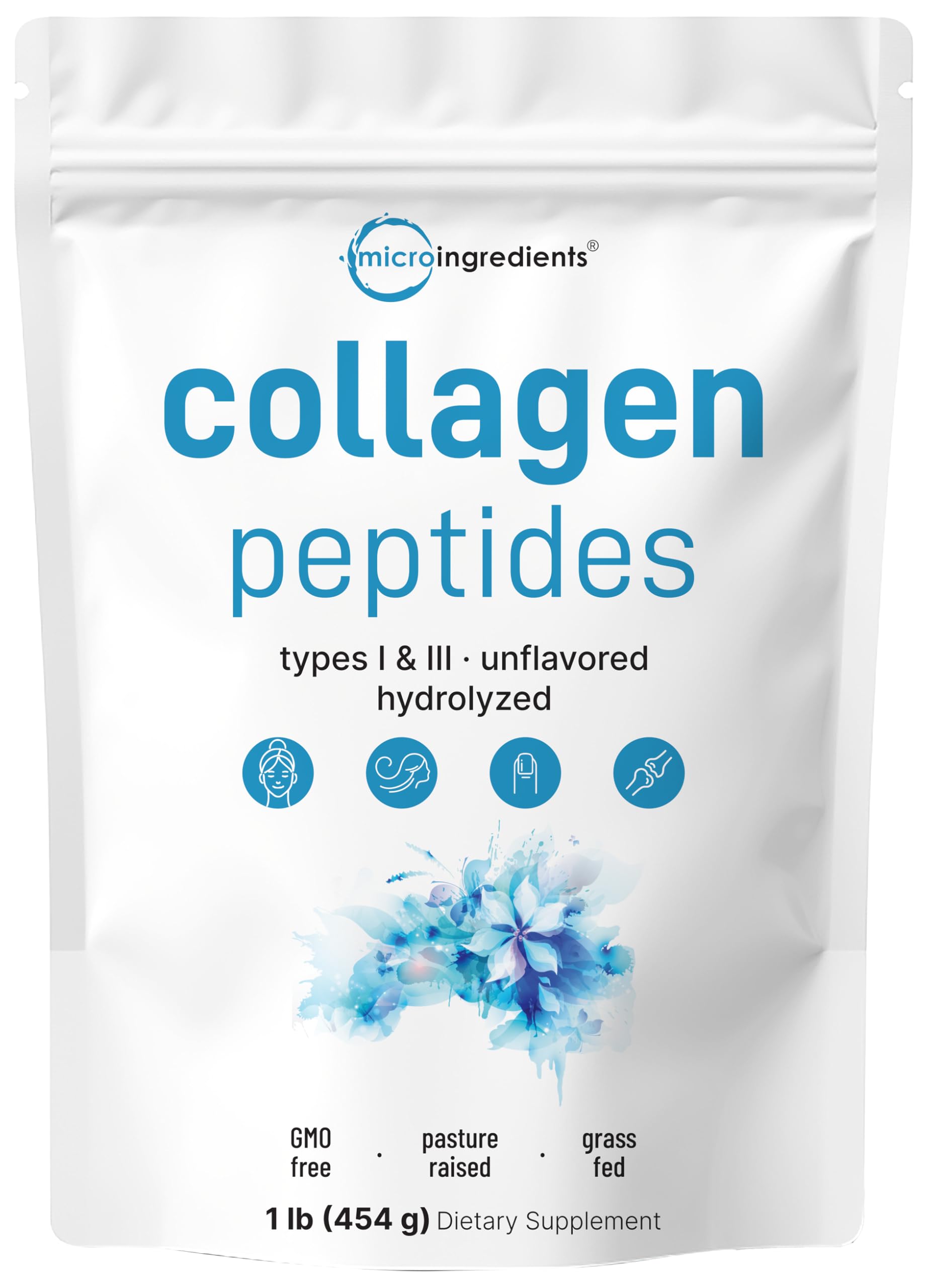 Micro Ingredients Hydrolyzed Collagen Peptides Powder, 1 lb | Type I & III Collagen for Women & Men | Unflavored Bovine Collagen Protein | Easy Dissolve, Paleo, Non-GMO Micro Ingredients buy supplements Au
