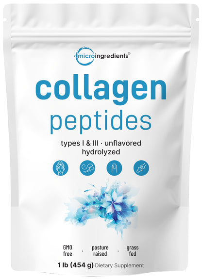 Micro Ingredients Hydrolyzed Collagen Peptides Powder, 1 lb | Type I & III Collagen for Women & Men | Unflavored Bovine Collagen Protein | Easy Dissolve, Paleo, Non-GMO Micro Ingredients buy supplements Au