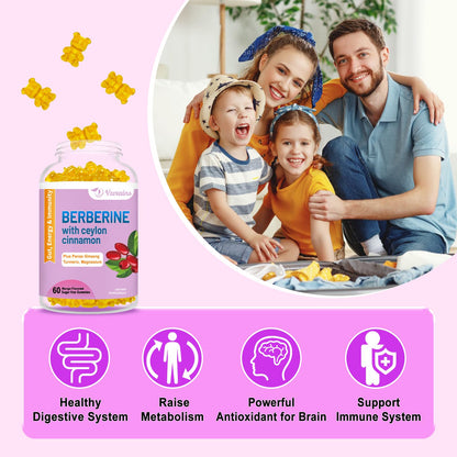 2 Pack Berberine with Ceylon Cinnamon Gummies, 2000mg High Potency Berberine HCI VZOXAINSBuy Supplements Australia