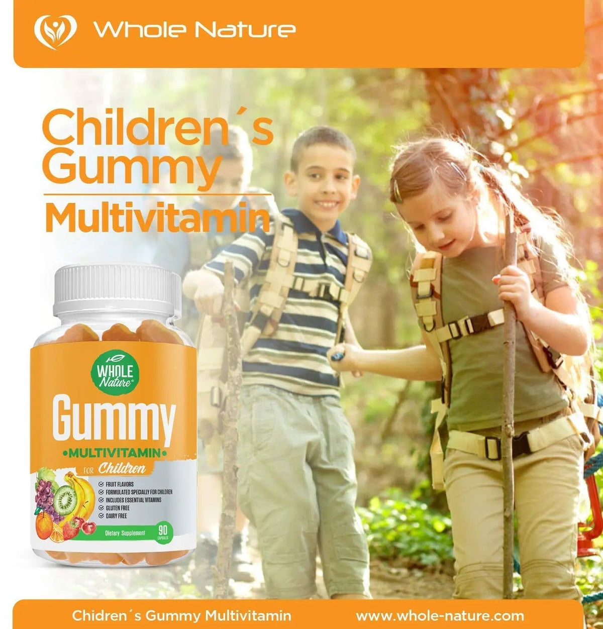 Whole Nature Kids Gummy Multivitamin - Complete Daily Essentials Childrens Vitamins and Minerals for Overall Wellness, 90 Gummies Whole NatureBuy Supplements Australia