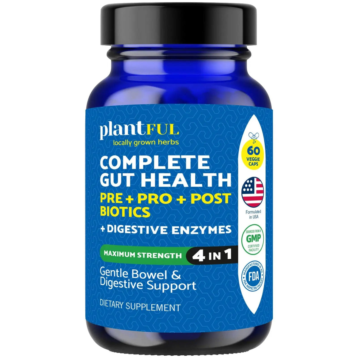 4-in-1 Pre Post Probiotics & Digestive Enzymes - Complete Gut Health & Digestive Support for Women & Men - Prebiotic Probiotic & Postbiotic Gas & Bloating Relief – 60 Non GMO Capsules PLANTFUL RESEARCHBuy Supplements Australia