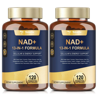 Totaria (2 Packs) NAD Supplement for Women Men with nicotinamide riboside resveratrol,Quercetin, Betaine Boost NAD+ Levels NAD Plus Supplement for Anti Aging, Energy, Immune, Focus 120 Capsules TotariaBuy Supplements Australia