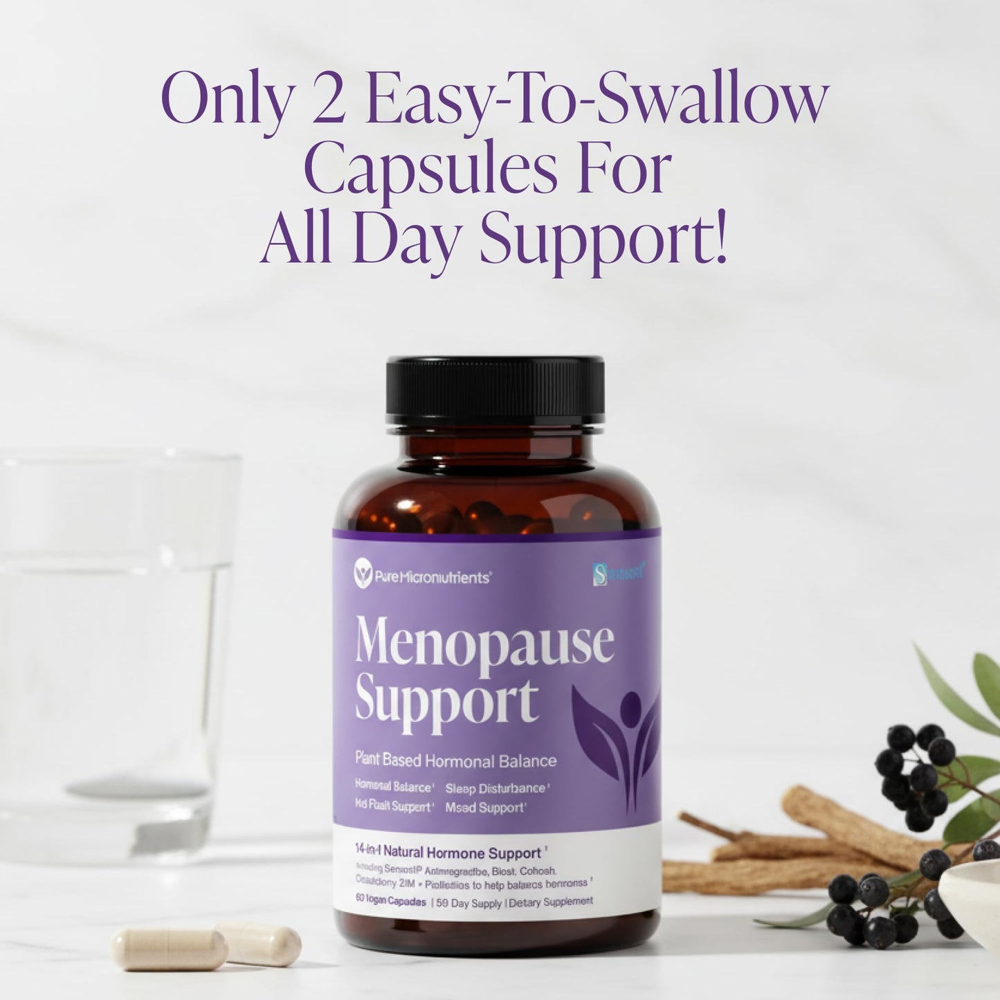 Menopause Supplements for Women - Natural Hormone Balance - Hot Flashes, Night Sweats, Sleep & Mood Support. with Sensoril® Ashwagandha, DIM, Chaste Berry & Black Cohosh Root - 60 Count Pure MicronutrientsBuy Supplements Australia