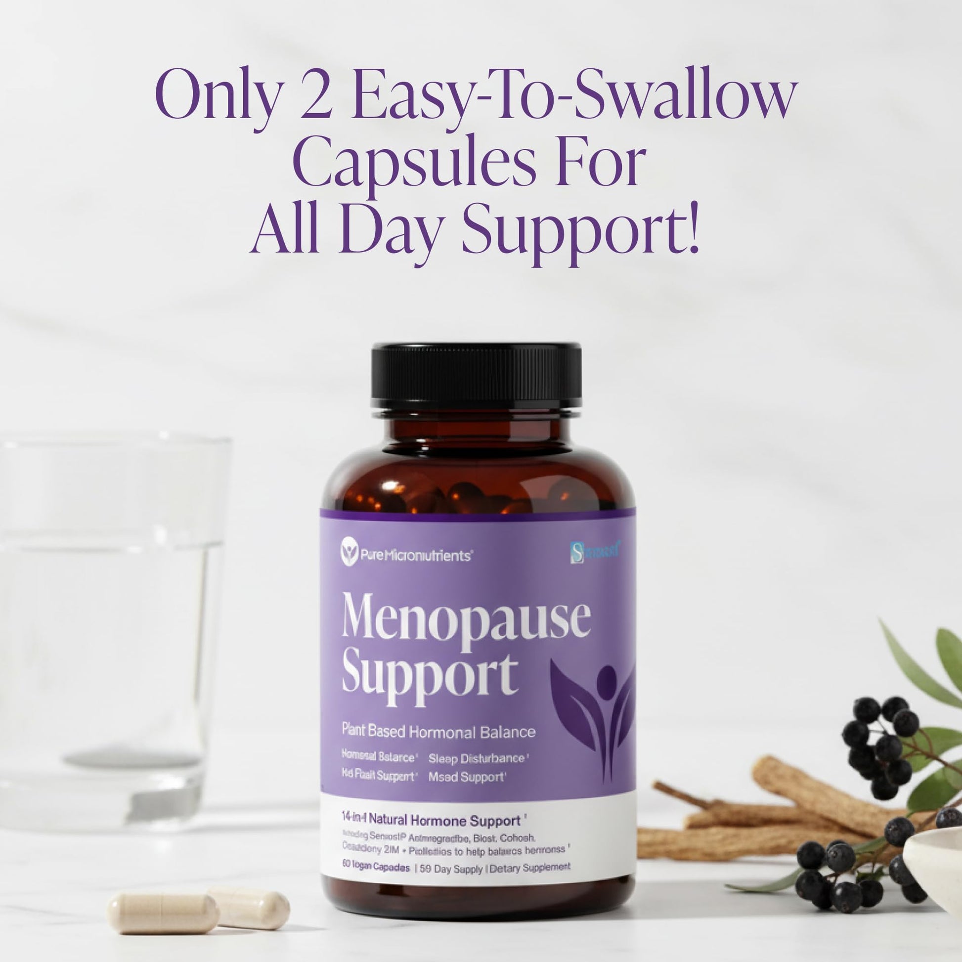 Menopause Supplements for Women - Natural Hormone Balance - Hot Flashes, Night Sweats, Sleep & Mood Support. with Sensoril® Ashwagandha, DIM, Chaste Berry & Black Cohosh Root - 60 Count Pure MicronutrientsBuy Supplements Australia