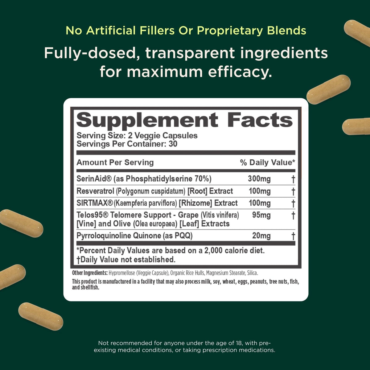 The Genius Brand Genius Eternal - Cellular Repair Supplement for Daily Clarity - Supports Brain Health, Endurance, Energy, Focus, Memory & Vitality - Non-GMO - 60 Veggie Capsules The Genius BrandBuy Supplements Australia