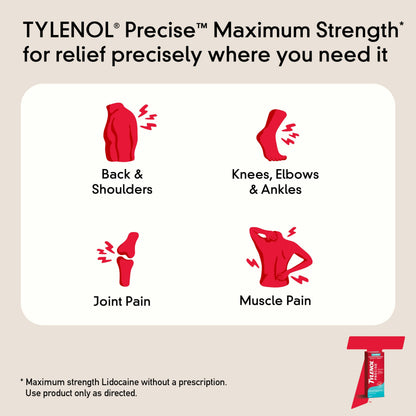 Tylenol Precise Cream, Cooling Sensation Pain Relief, Roll‑On, Lidocaine 4%, Menthol 1%, Targeted Maximum OTC Strength Combination for Back, Muscle and Joint, Numbing Cream Rollerball Applicator, 4 oz Tylenol buy supplements Au