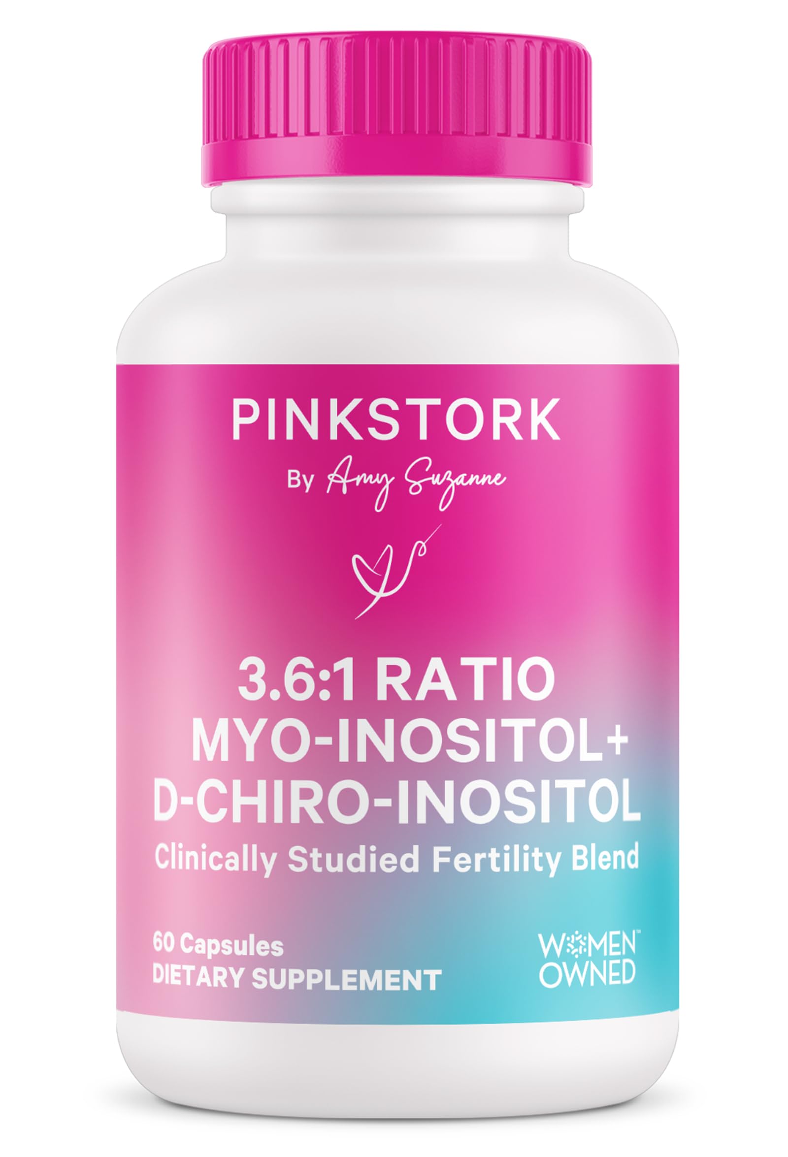 Pink Stork Myo-Inositol & D-Chiro Inositol: 3.6:1 Blend to Support Fertility, Hormone Balance for Women - Ovarian Function, Ovulation, Conception, and Period Support Supplement - 60 Capsules Pink StorkBuy Supplements Australia
