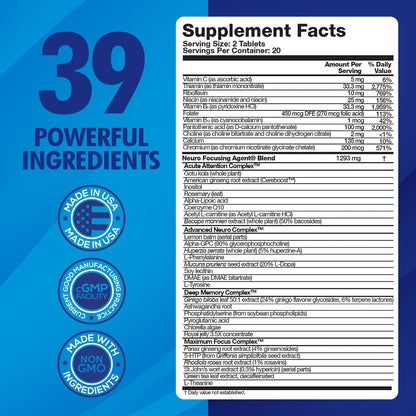 Focus Fast Brain Supplement - Improve Working Memory, Enhance Focus, Boost Cognition in as Little as 1 Hour. Caffeine/Stimulant Free Nootropic Focus FastBuy Supplements Australia