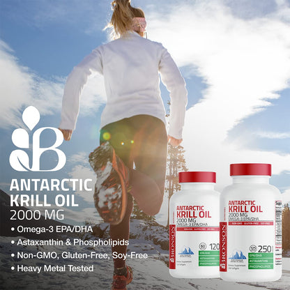 Bronson Antarctic Krill Oil 2000 mg with Omega-3s EPA, DHA, Astaxanthin and Phospholipi BronsonBuy Supplements Australia