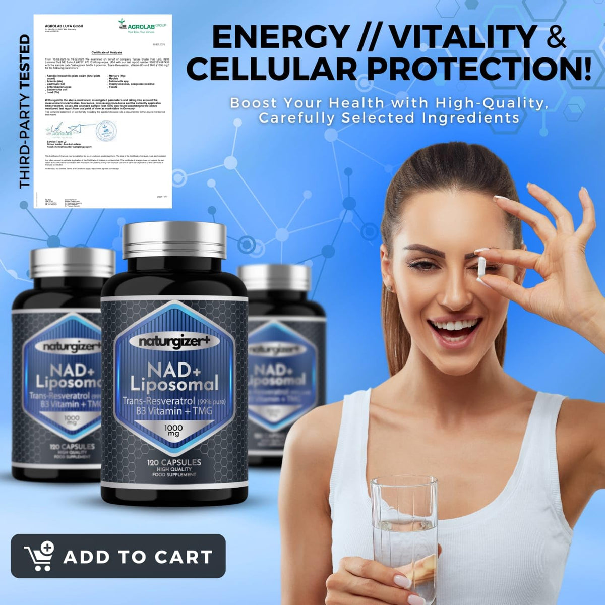 naturgizer+ Liposomal NAD+ Supplement with Resveratrol, TMG & Vitamin B3 | 4-in-1 Healthy Aging & Cellular Energy Support | High Absorption NAD Plus for Men & Women Over 40 | 120 Capsules naturgizer+Buy Supplements Australia