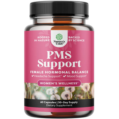 PMS Support Supplement for Women – Hormone Balance for Women & Menstrual Discomfort with DIM, Chasteberry, Black Cohosh & Ashwagandha - for Period Cramps Ease, Menopause Bloating, Mood Swing – 60 Ct Natures CraftBuy Supplements Australia