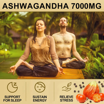 7000mg Ashwagandha Supplements Powder (20:1 Root Extract), 120 Organic Ashwagandha Capsules for Women & Men, Black Pepper & BioPerine for Absorption, Non GMO, Third-Party Tested, Gluten Free SoundHealthBuy Supplements Australia