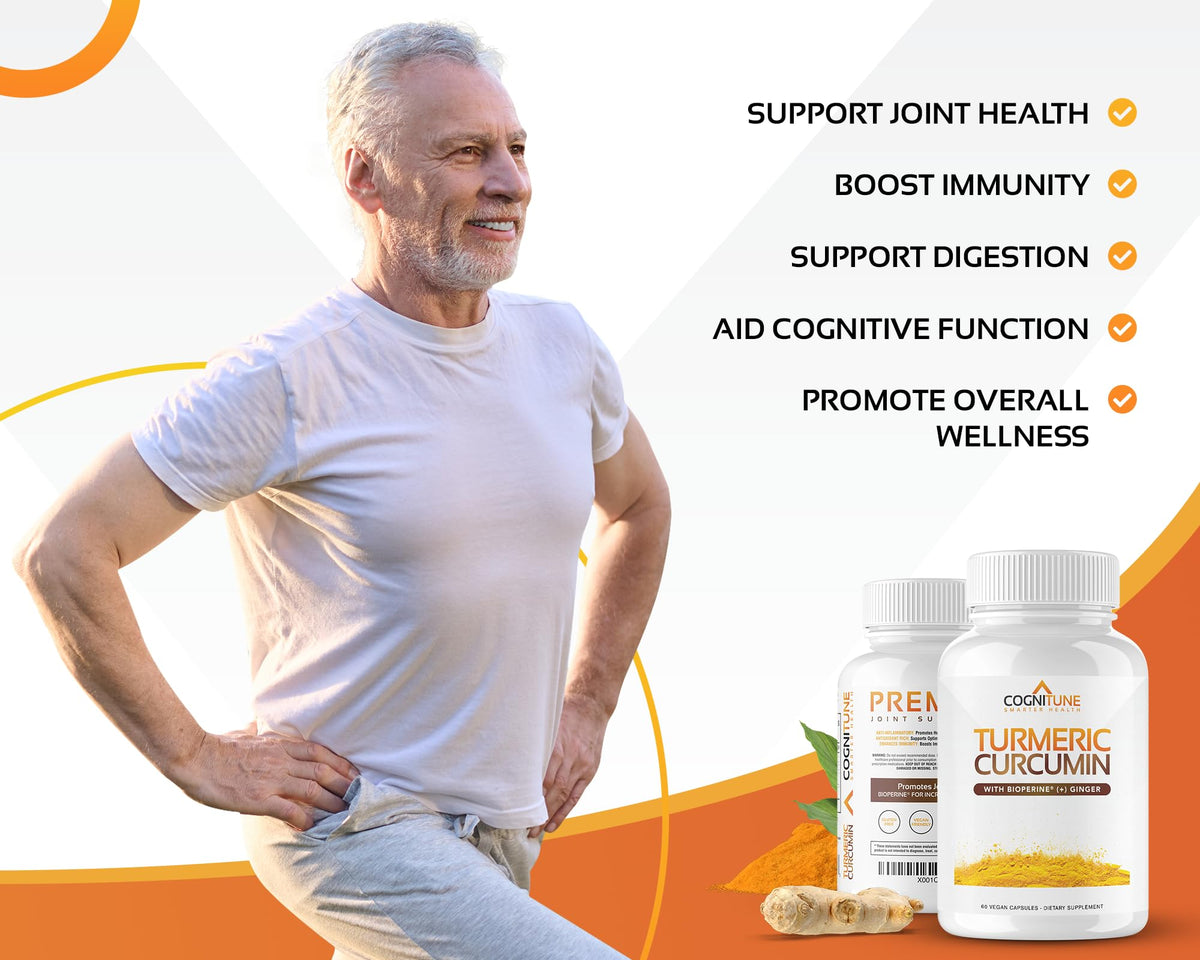 Organic Turmeric & Ginger Capsules - Turmeric Curcumin with Ginger & BioPerine, 95% Curcuminoids - Joint, Digestion, Immunity Support, Black Pepper Extract for Increased Absorption CogniTuneBuy Supplements Australia