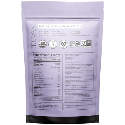 Truvani Organic Vegan Protein Powder Unflavored - 20g of Plant Based Protein, Organic TruvaniBuy Supplements Australia