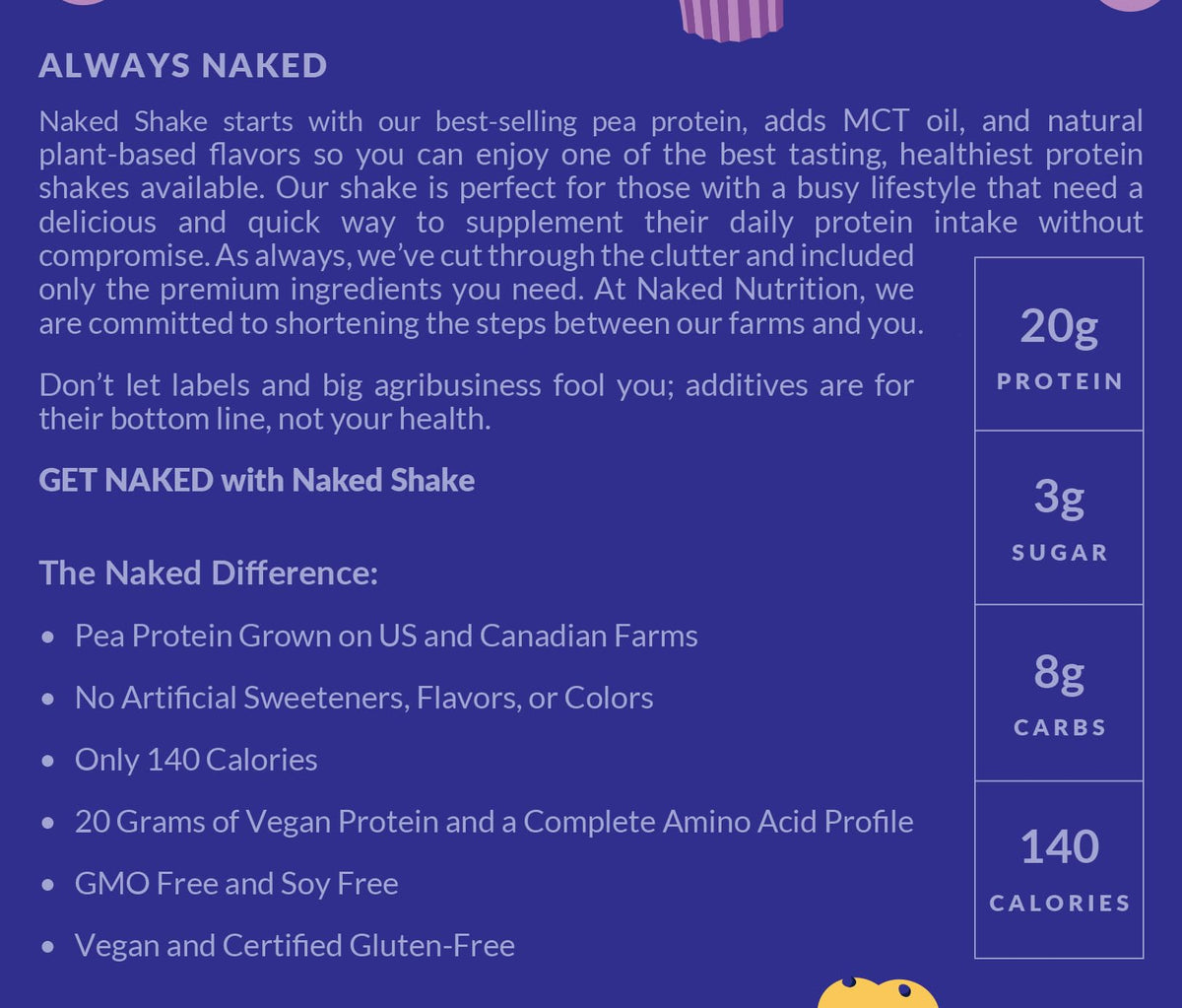 Naked Shake - Blueberry Muffin Protein Powder - Flavored Plant Based Protein Naked NutritionBuy Supplements Australia