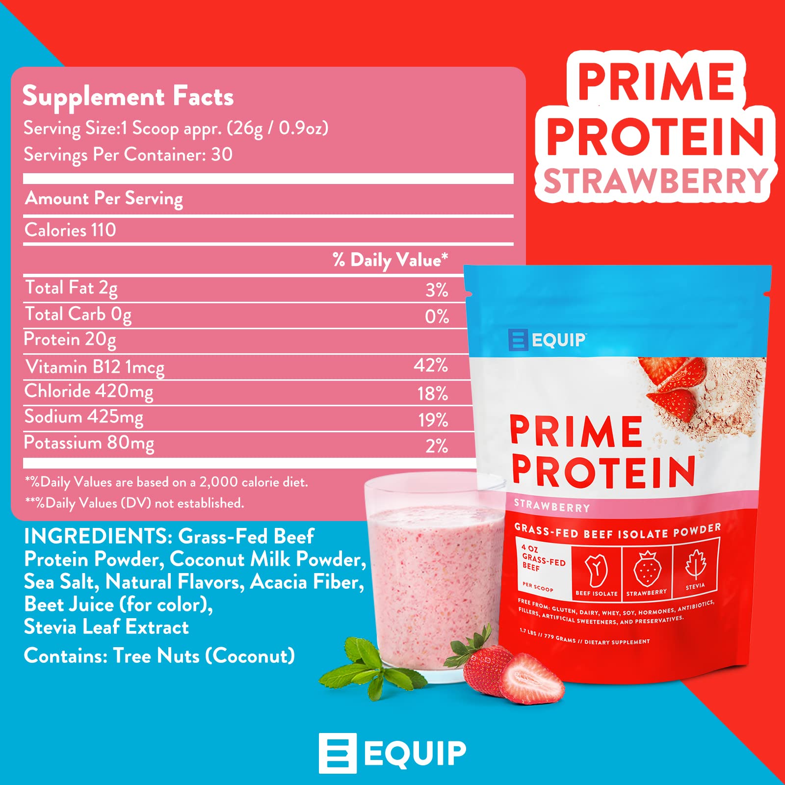 Equip Foods Prime Protein - Grass-Fed Beef Protein Powder Isolate -Paleo and Keto EquipBuy Supplements Australia
