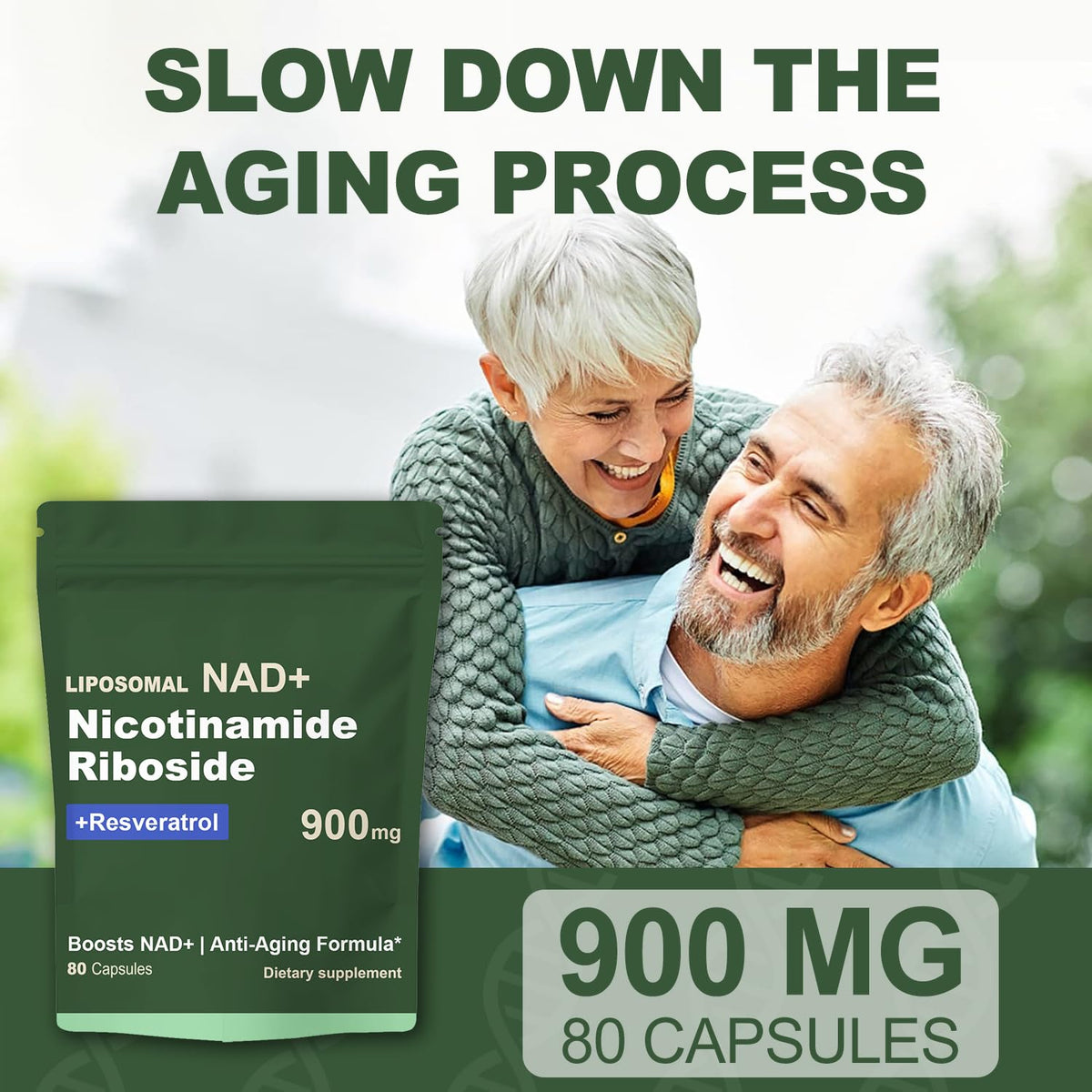Quackiki NAD Resveratrol Supplement with NAD Nicotinamide Riboside Resveratrol 900 MG, Boost NAD+ for Cellular Health, Anti-Aging, Energy, Focus - 80 Capsules(2Pcs) QuackikiBuy Supplements Australia