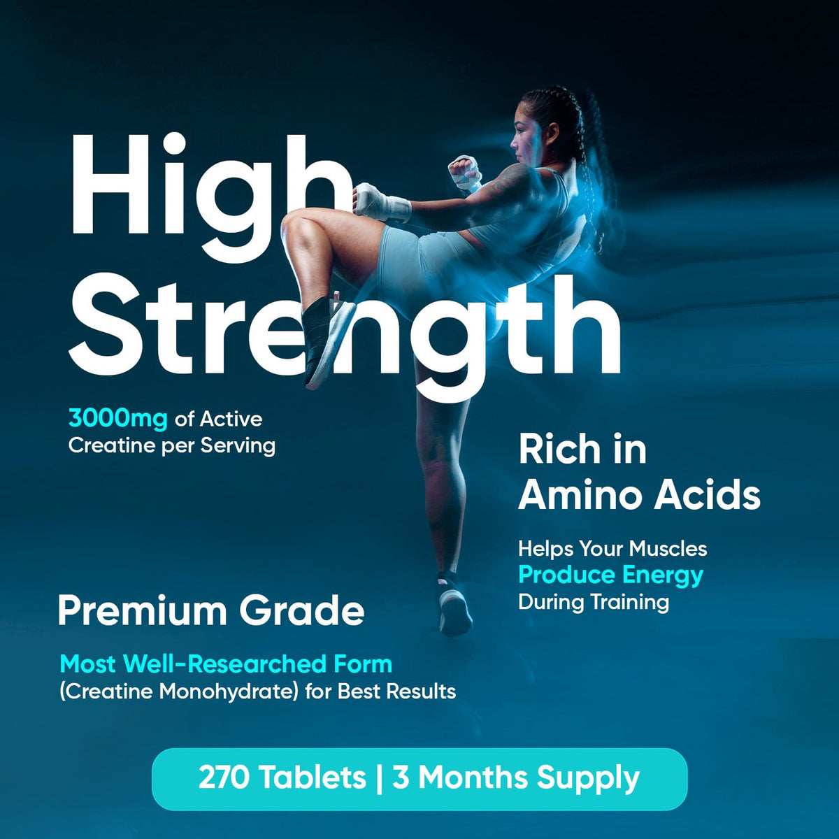 Creatine Monohydrate 3000mg - 270 Tablets - Gym Energy Supplement for Men & Women WeightWorldBuy Supplements Australia