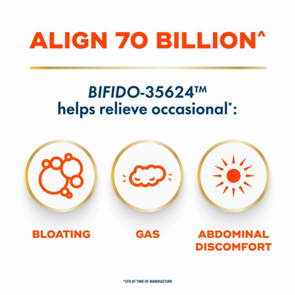 Align Probiotic, 70 Billion CFU, 6 Strain Blend, Probiotics for Women and Men, Daily Probiotics for Digestive Health, Helps Relieve Occasional Bloating & Gas 30 Capsules AlignBuy Supplements Australia