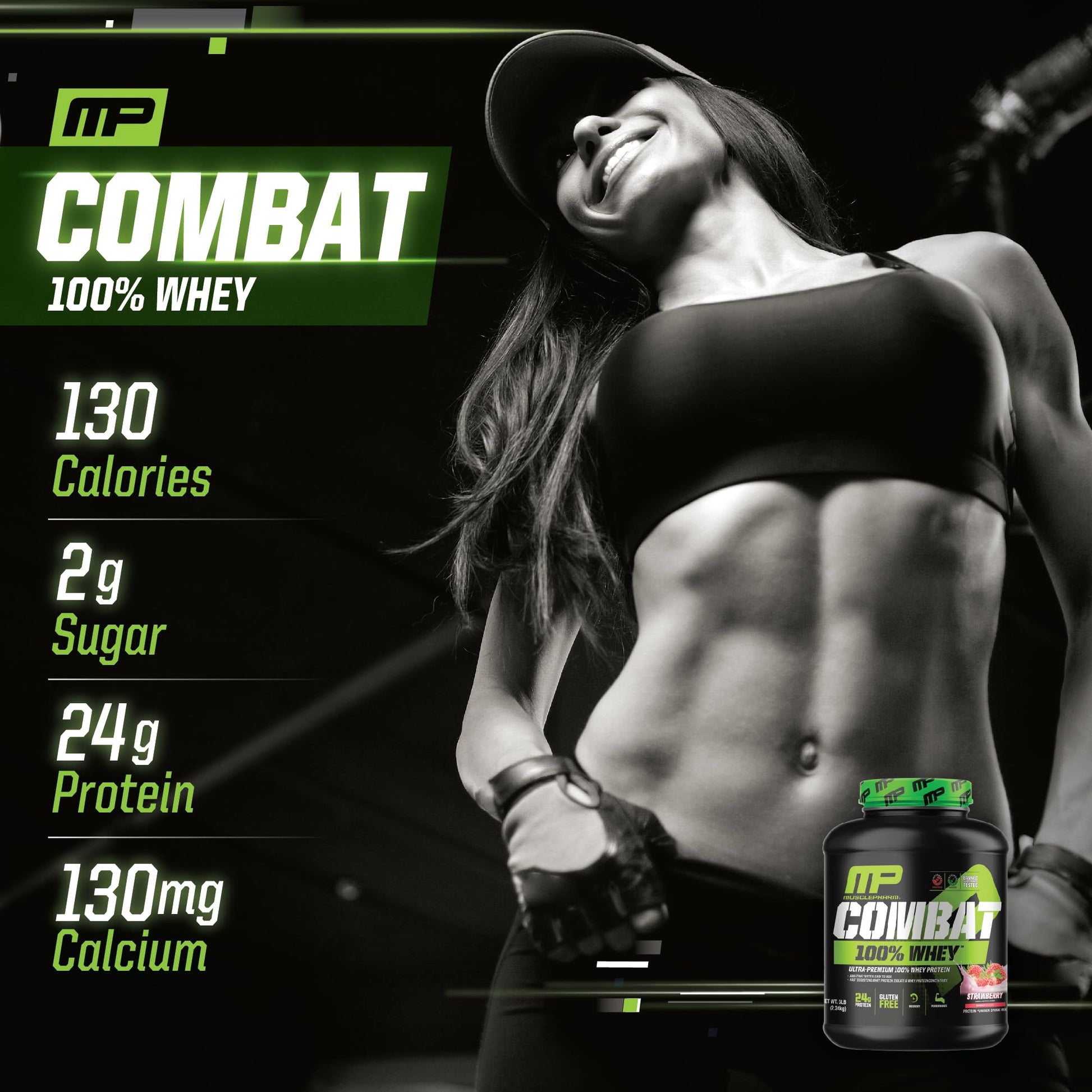 MusclePharm Combat 100% Whey Protein Powder, Strawberry Cream Flavor Muscle PharmBuy Supplements Australia