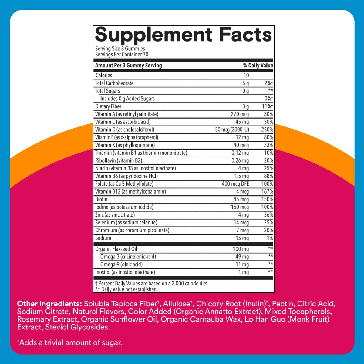 SmartyPants Zero Sugar Women’s Multivitamin Gummies: Biotin, Methylfolate, Omega 3 (ALA), Vitamin D3, C, Vitamin B12, B6, A, K, Zinc, Inositol SmartyPantsBuy Supplements Australia