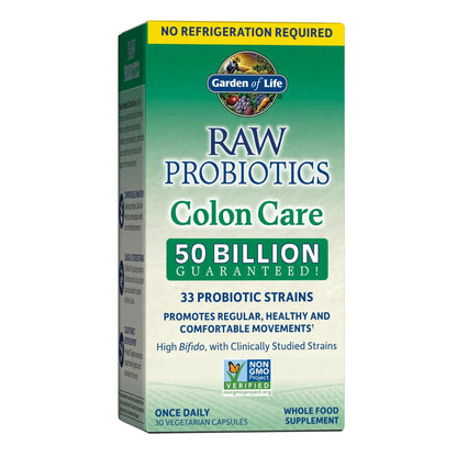 Garden of Life Probiotics for Women and Men - Raw Probiotics Colon Care 50 Billion CFU and Enzymes, Shelf Stable Once Daily Acidophilus Probiotic for Regularity and Immune Health Support, 30 Capsules Garden of LifeBuy Supplements Australia