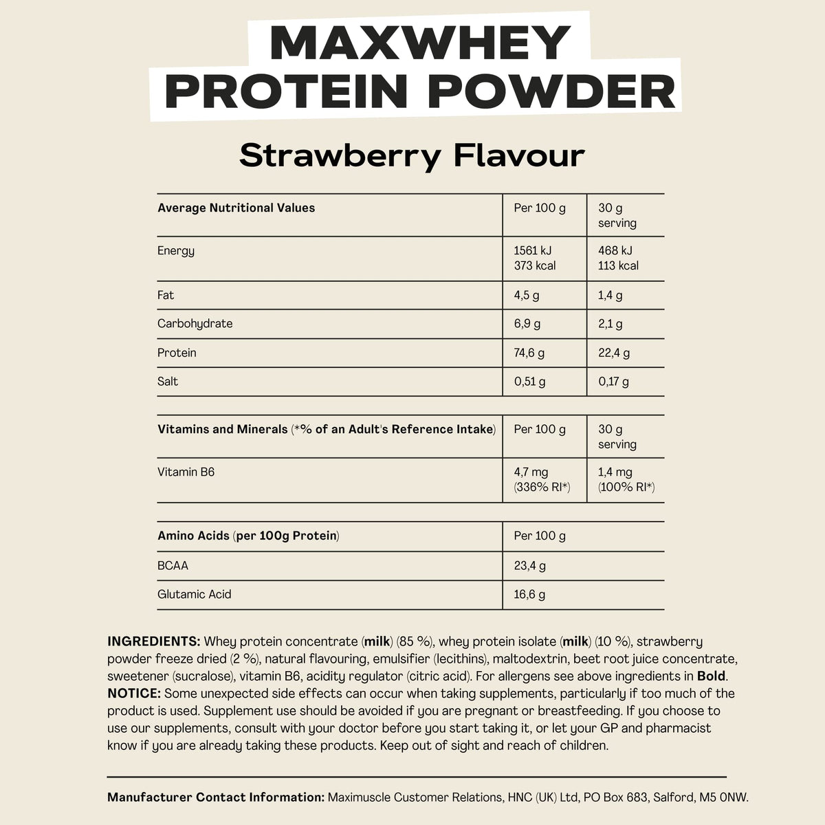 MaxiNutrition - MaxWhey - Whey Protein Powder Strawberry - Low-Fat - Low Sugar MaxiNutritionBuy Supplements Australia