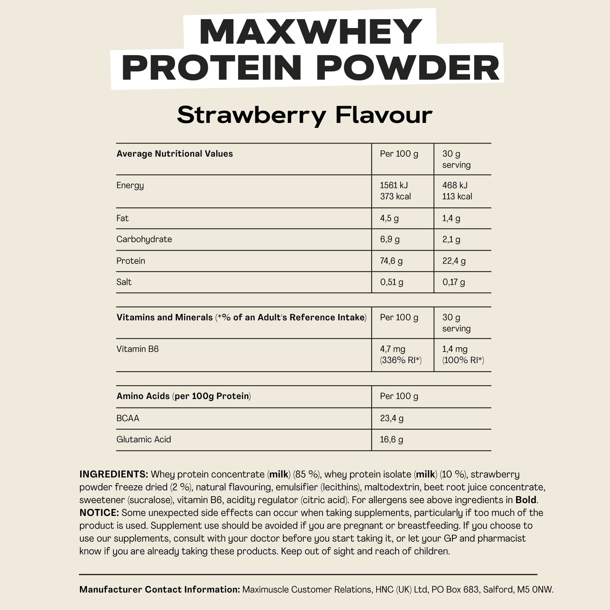 MaxiNutrition - MaxWhey - Whey Protein Powder Strawberry - Low-Fat - Low Sugar MaxiNutritionBuy Supplements Australia