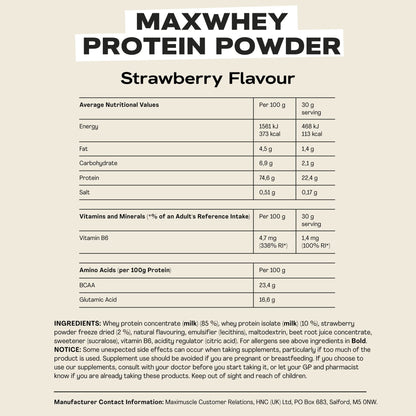 MaxiNutrition - MaxWhey - Whey Protein Powder Strawberry - Low-Fat - Low Sugar MaxiNutritionBuy Supplements Australia