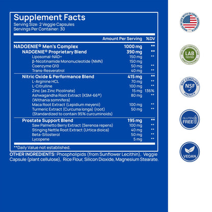 Liposomal NAD Supplement for Men – NMN Supplement Nitric Oxide Prostate Health Supplements with Resveratrol, CoQ10, L Citrulline and Lycopene for Anti-Aging & Cellular Energy Support 60 Capsules SelerbBuy Supplements Australia