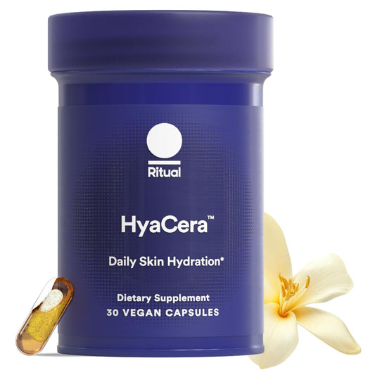 Ritual HyaCera Skin Supplement for Wrinkle Support, with Hyabest® and Ceratiq® for Skin Hydration Support, Hyaluronic Acid, Glycolipids, Ceramides, Gluten Free, Non GMO, Vanilla Essence, 30 Day Supply RitualBuy Supplements Australia