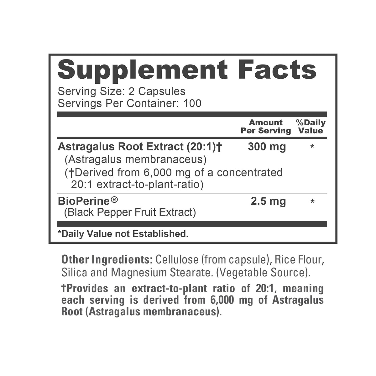 NusaPure Astragalus 20:1 Extract, 300 mg Equivalent to 6,000mg Per Serving, 200 Veggie Capsules, Vegan, Non-GMO & Bioperine NusaPureBuy Supplements Australia