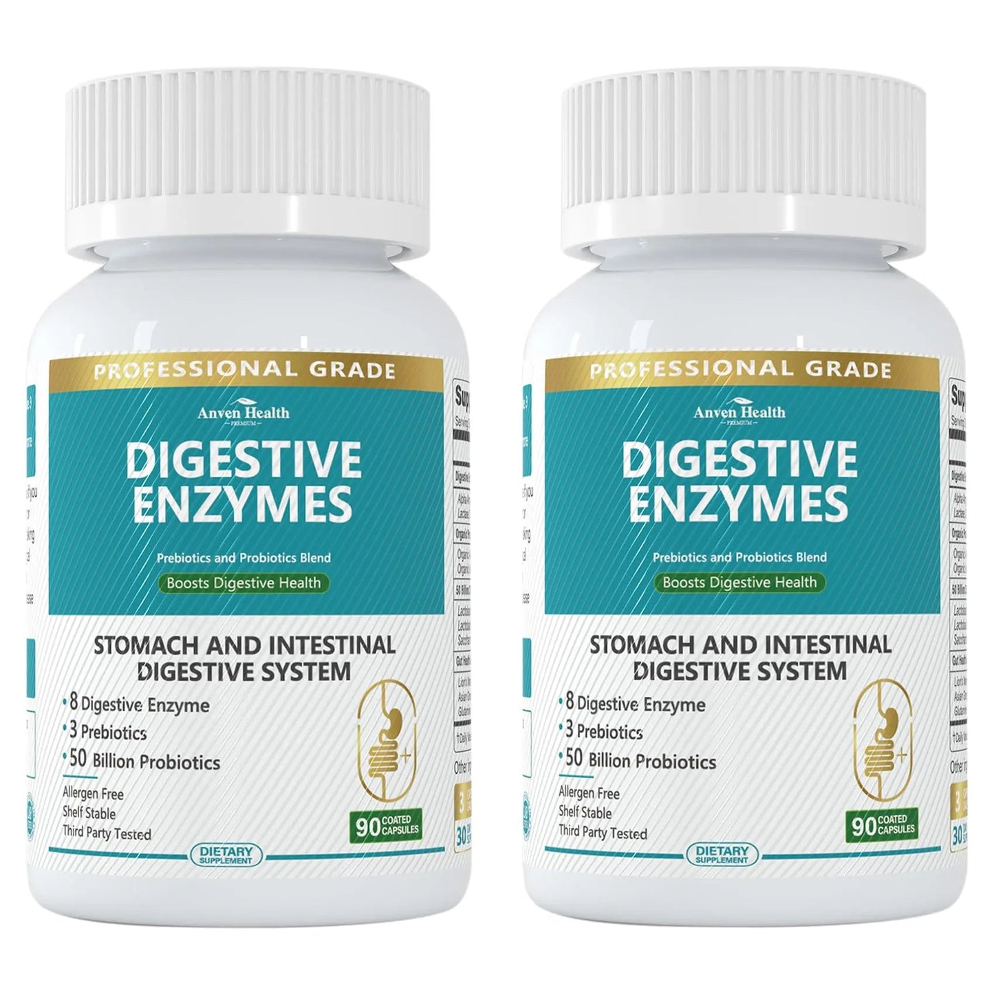 Anven Health 800mg Digestive Enzymes for Men and Women with Probiotics & Prebiotics, 8 Key Enzymes, Protease, Amylase & Lipase | 180 Capsules - A 60-Day Supply for Bloating & Gas Relief - Non-GMO Anven Health buy supplements Au