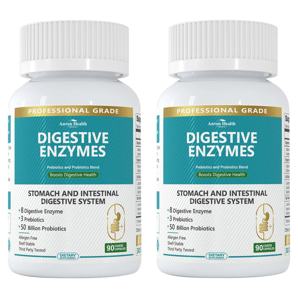 Anven Health 800mg Digestive Enzymes for Men and Women with Probiotics & Prebiotics, 8 Key Enzymes, Protease, Amylase & Lipase | 180 Capsules - A 60-Day Supply for Bloating & Gas Relief - Non-GMO Anven Health buy supplements Au