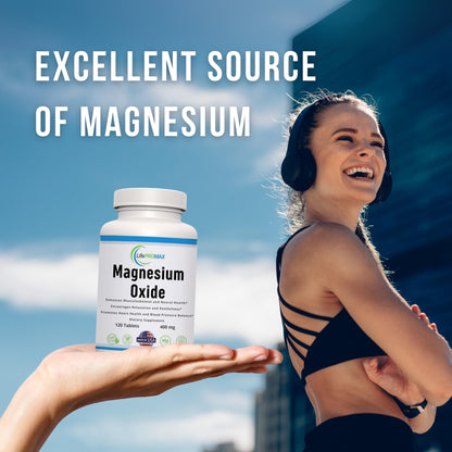 Magnesium 400mg [High Potency] Supplement – Magnesium Oxide for Immune Support, Muscle Recovery, Leg Cramps and Relaxation 120 Tablets LifePROMAXBuy Supplements Australia