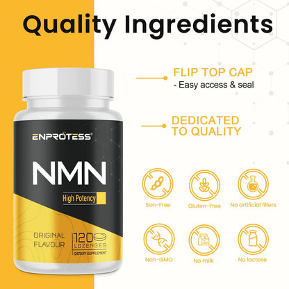 Sublingual NMN 500mg, Max Absorbency & Fast-Acting NMN Supplement（120-Day Supply）, 99% Pure NMN (Nicotinamide Mononucleotide) for NAD, Cell, Immune, Energy, Muscle, Anti-Aging, Longevity, 120 Lozenges EnprotessBuy Supplements Australia