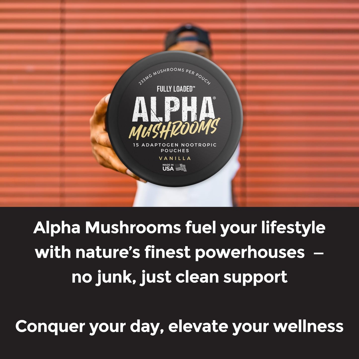 Fully Loaded Alpha Mushroom Pouches - Adaptogen Nootropic Pouches (5-Pack, Vanilla) - Lion's Mane, Cordyceps, & Chaga - 5 cans, 15 Pouches per can - Functional Mushrooms - Made in the USA Fully Loaded BullseyeBuy Supplements Australia