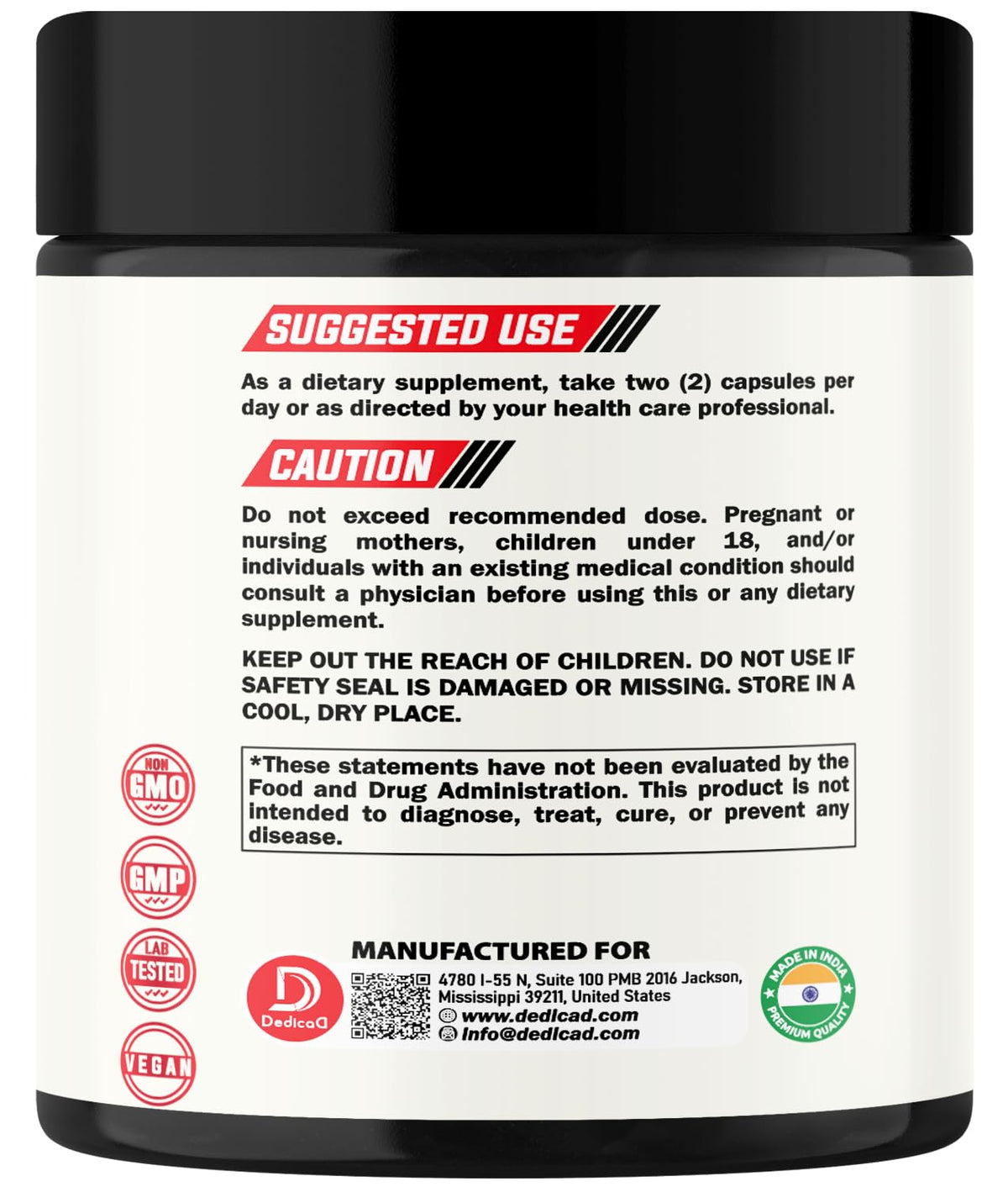 DEDICAD 9in1 Cortisol Supplement - Ashwagandha and Magnesium Glycinate and Chelate - Brain Health & Restful Night & Mood Balance - 90 Capsules Supply 45 Days DEDICADBuy Supplements Australia