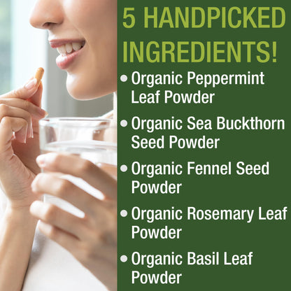 USDA Organic IBS Capsules for Relief, Ingestion, Bloating, Gas. Irritable Bowel Supplement with 5 Handpicked Organic Ingredients. Peppermint Oil, Sea Buckthorn, Fennel Seed, Rosemary Leaf, Basil Leaf Peak PerformanceBuy Supplements Australia