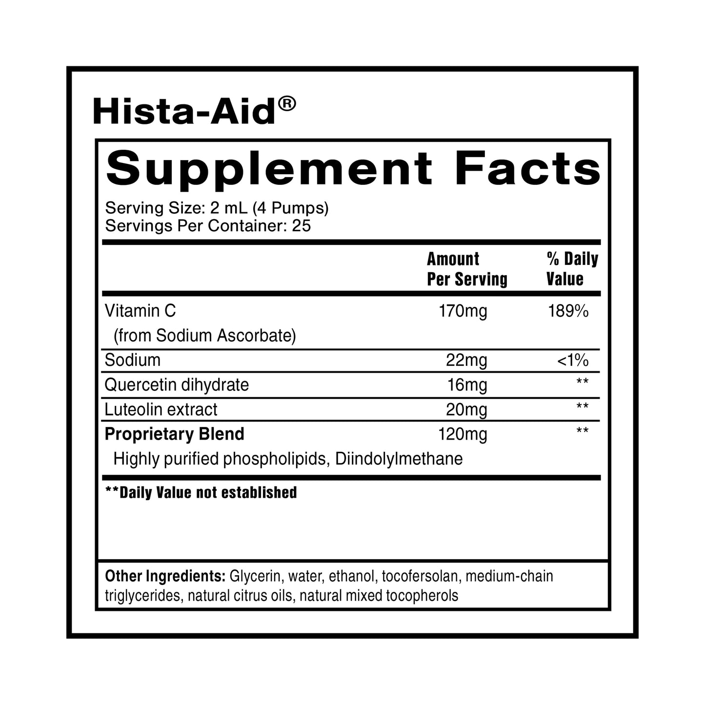 Quicksilver Scientific Nanoemulsified Hista-Aid - Flavonoids to Help Maintain Healthy Histamine Levels - Liposomal Vitamin C, DIM, Luteolin & Quercetin Liquid (50ml) Quicksilver ScientificBuy Supplements Australia