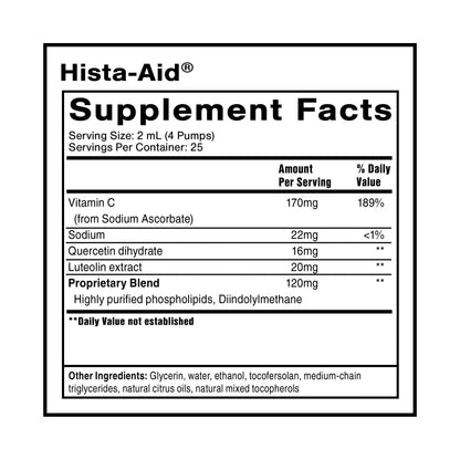 Quicksilver Scientific Nanoemulsified Hista-Aid - Flavonoids to Help Maintain Healthy Histamine Levels - Liposomal Vitamin C, DIM, Luteolin & Quercetin Liquid (50ml) Quicksilver ScientificBuy Supplements Australia