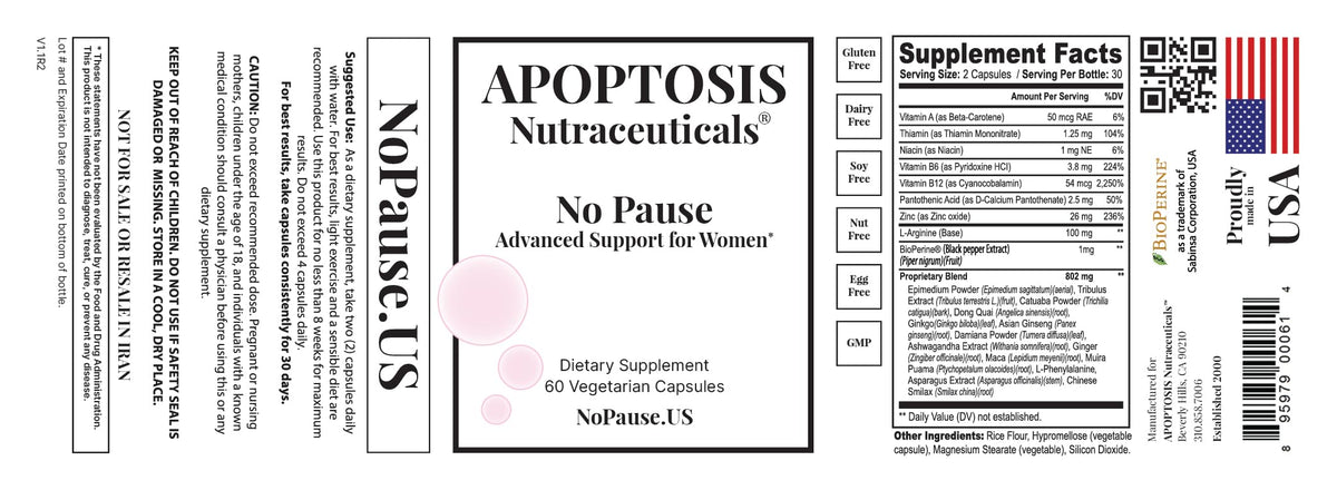 Apoptosis Menopause Supplement for Women – Supports Hot Flash Relief, Mood Balance, Energy & Vitality – with L-Arginine – 60 Capsules – Made in USA Apoptosis NutraceuticalsBuy Supplements Australia