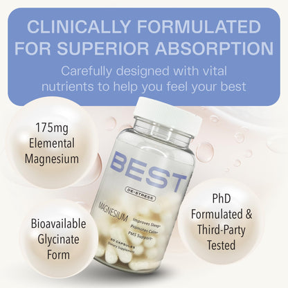 BEST Magnesium Glycinate Supplement for Women - High Absorption, Breakthrough for Sleep, Stress - Menopause Symptoms, Magnesium for Women Over 40 - Gentle on Stomach, Non-GMO, Vegan - 30 Day Supply BEST SupplementsBuy Supplements Australia